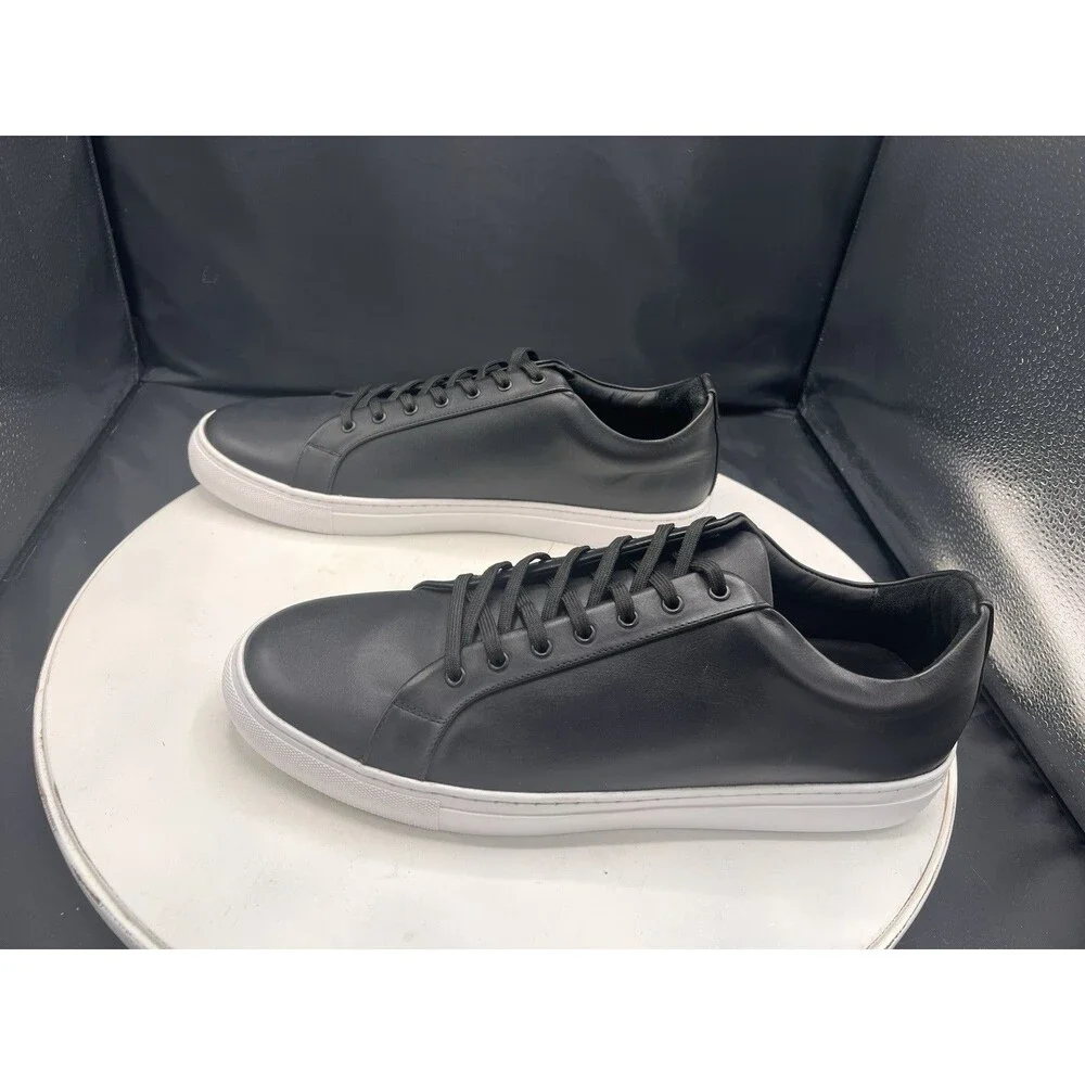 Thursday Men’s Black Leather Lace Up Low Top Sneakers White Sole US 15M NEW NWOB